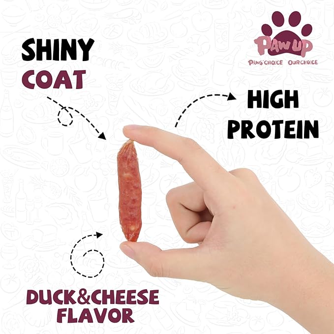 PAWUP Duck Dog Treats, Duck Sausage with Cheese, Taurine Added, Rawhide Free, Soft Dog Snack for Small & Medium Dogs Training, 12.5 oz/355 g