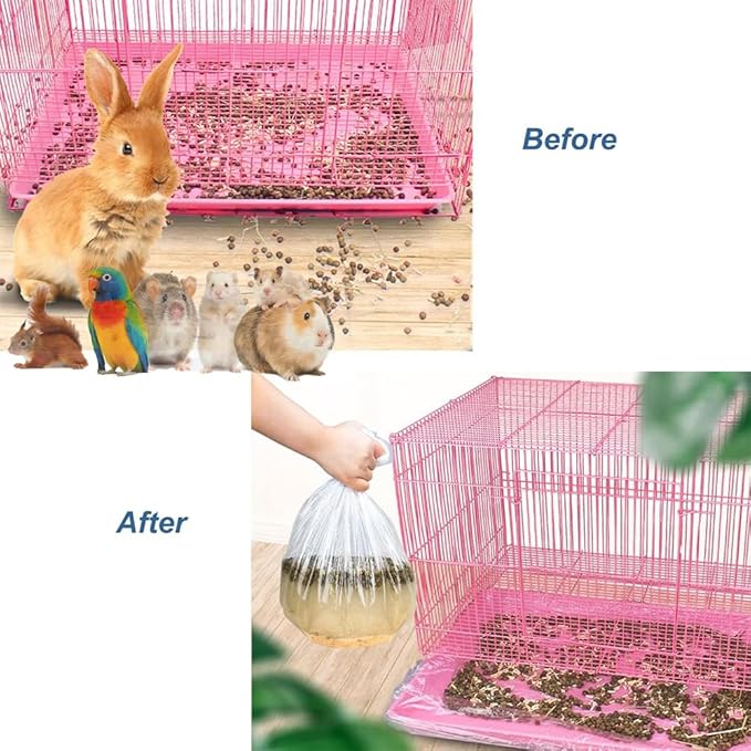 50 Pcs Disposable Rabbit Cage Liner Plastic Toilet Film Leak-Proof for Small Animals Bunny Guinea Pig Bird Cage Liners Litter Box Crate Tray Drawer Quick Cleanup Essentials Indoor (Medium-Compact)