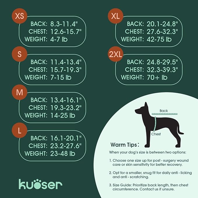 Kuoser Dog Recovery Suit for Female Male Dogs, Post-Surgery Bodysuit for Spay Neuter, Dog Onesie After Surgery, Anti-Licking Pet Surgical Recovery Suit