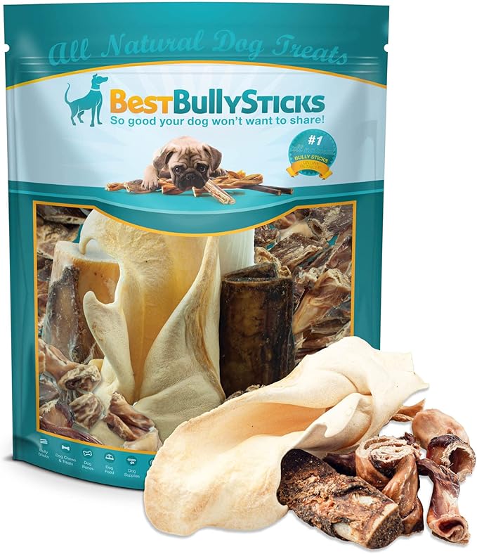 Mixed Morsels Bargain Bag - 1.5 lb (Pack of 1) - Assorted Natural Treats, Rawhide-Free Variety: Stuffed Shin Bone, Small Femur, Broken Snap Sticks, Gullet Mix, Cow Ear, Rib