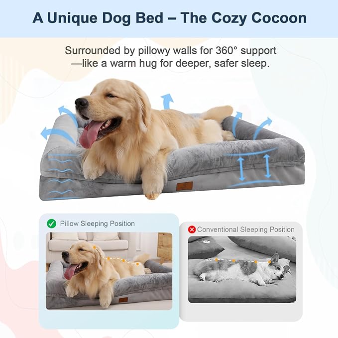 Orthopedic Dog Bed for Small Dogs, Waterproof Puppy Bed with Removable Washable Cover, Egg Crate Foam Small Dog Couch Bed with Removable Bolster Nonskid Bottom
