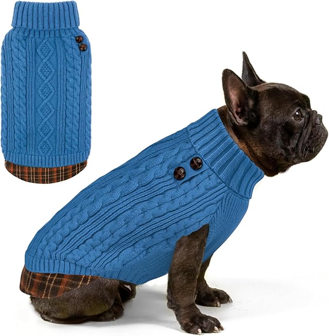 KYEESE Dog Sweater Thick Pet Coat for Fall Winter Cold Weather Warm Turtleneck Medium Dogs Sweater Soft Pullover Dog Sweaters for Medium Dogs Boy
