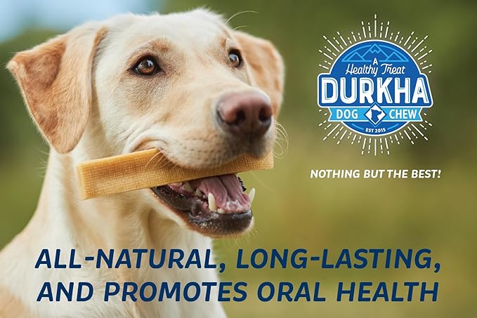 Durkha Yak Cheese Chews: Himalayan Yak Cheese Dog Chews- Natural, Healthy & Long Lasting Dog Treats - Grain, Gluten & Lactose-Free Rawhide Alternatives, For Dogs 65 lbs and Smaller, Single Extra Large
