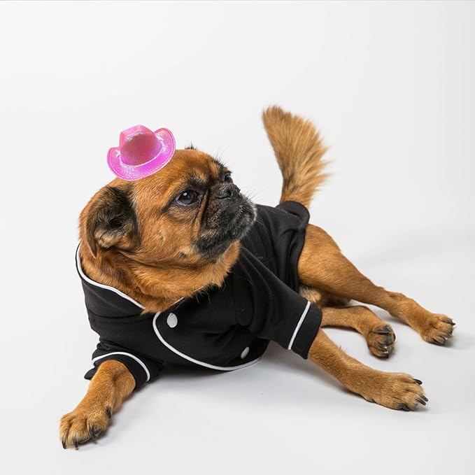 Dog and Cat Cowboy Hat With Bandana Scarf - Mini Pet Costume for Holiday, Halloween, Party Decoration (Pink-style2, Small)