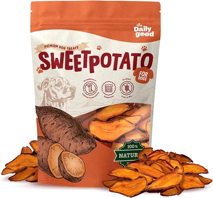 Sweet Potato Chews for Dogs- 100% All-Natural Single Ingredient Dog Treats- Crispy & Crunchy, Hypoallergenic, Grain Free, Easy to Digest, Perfect for Dogs of All Breeds and Sizes, 8 oz