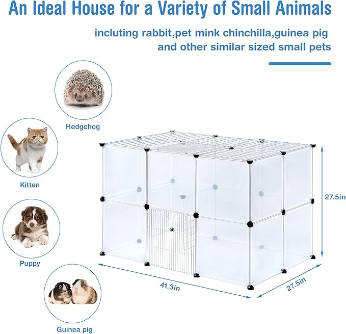 BRIAN & DANY Pet Playpen Indoor, Small Animal for Kitten Playpen, Guinea Pig Hedgehog Cages, Play Pen for Hamster Rabbit Bunny Clear Enclosure Fence, 13.8 X 13.8 inches, 28 Panels