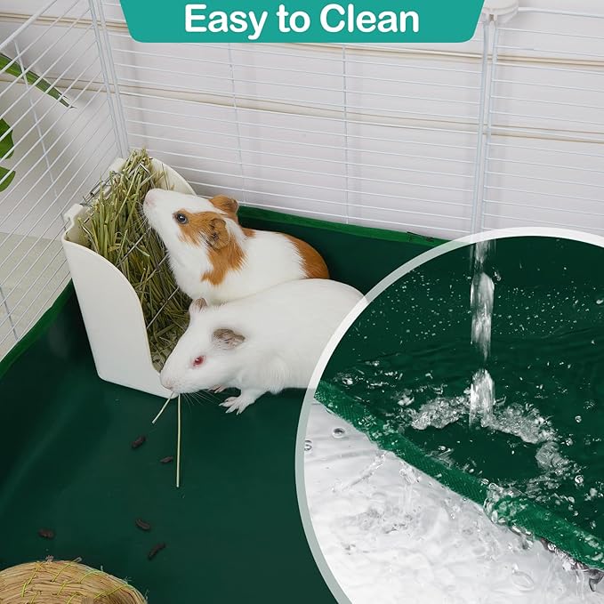 Glittme Guinea Pig Cage Liner, Waterproof Liner for Guinea Pigs, Guinea Pig Bedding with Tarp Bottom for Grid Cage, Cage Liners for Guinea Pig, Bunny, Hamster, Rabbit,Not Include Cage,47 * 24 inches
