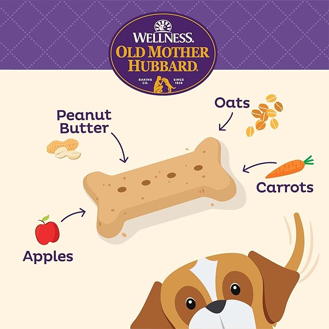 Old Mother Hubbard Wellness P-Nuttier Dog Biscuits, Natural, Training Treats, Peanut Butter Flavor, Large Size, (20 Pound Box)