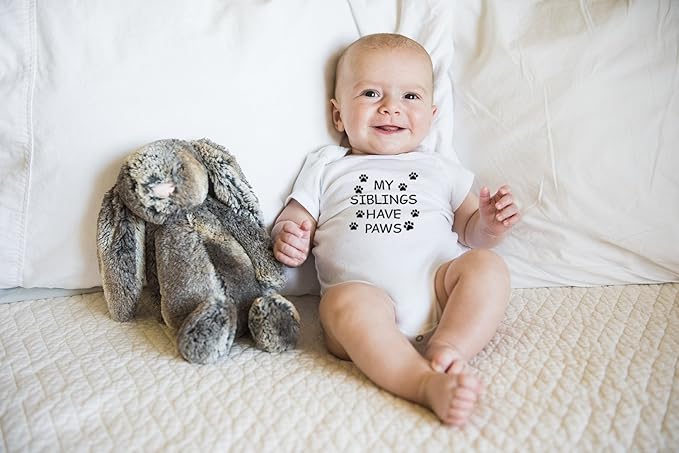My Sibling have Paws - Funny Baby Essentials Bodysuit - Cute Newborn Outfit Boy Girls Clothes