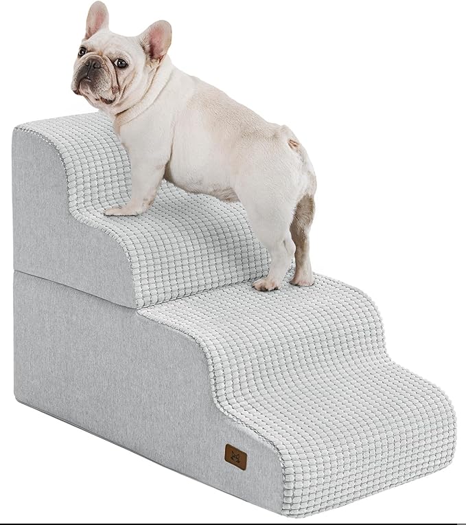 ABCPET Dog Step for Bed, Dog Stair 4-Step 35D Pet Stair 19.7" H for High Bed or Sofa Non-Slip Balanced Pet Step Indoor, Light Grey