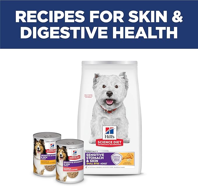Hill's Science Diet Adult 1-6 Sensitive Stomach & Skin Small Bites Dry Dog Food, Chicken, 4 lb. Bag