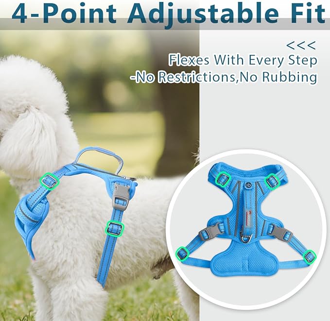 BARKBAY Dog Harness No Pull with ID Tag Pocket - Heavy Duty, Reflective, Easy Control for Small Dogs(Blue,S)