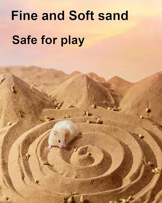 Meow&Woof Hamster Sand, 2.2lbs Chinchilla Dust Bath, 100% Natural Desert Sand for Hamster, Chinchilla, Gerbil, Syrian Mice, Small Animals Bath and Potty Litter, No Dust