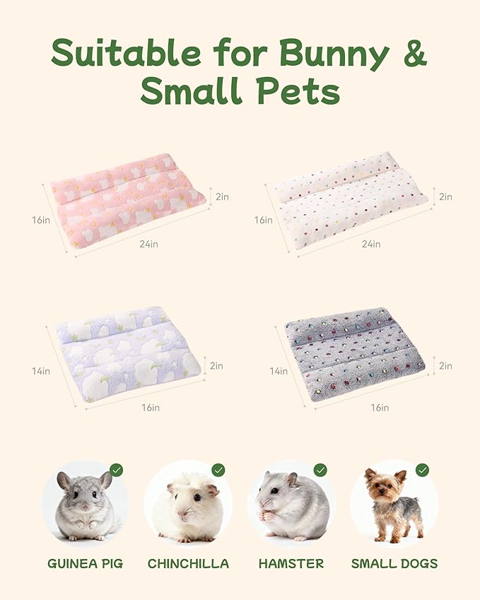 16 * 14in Rabbit Bed Thickened Soft Bunny Nest Machine-Washable Plush Pillow Reversible Plush Pet Pad Cotton Rabbit Pillow
