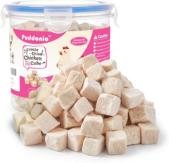 Freeze Dried Chicken Treats for Dogs & Cats, Single Ingredient High Protein Snack for Training, Picky Eaters & Food Topper, 6 oz