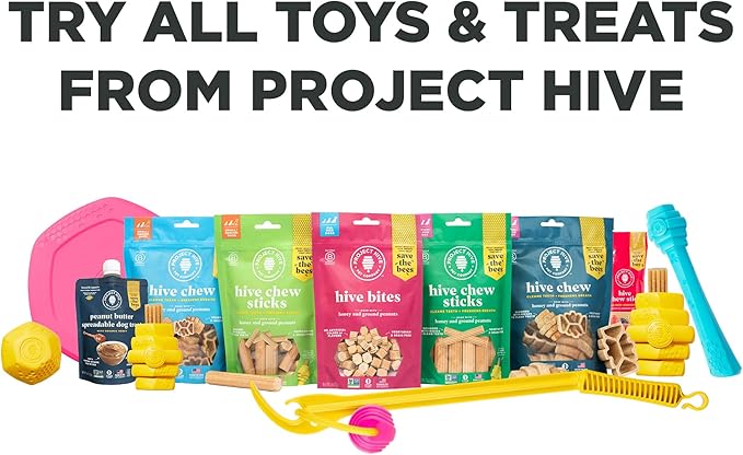 PROJECT HIVE ·PET COMPANY· Dental Chew Treats for Dogs, 8 oz, Small (S/M) – Peanut Flavor, Beehive-Shaped Dental Treats, Cleans Teeth & Freshens Breath, Vegetarian Recipe with Honey, No Grain or Soy