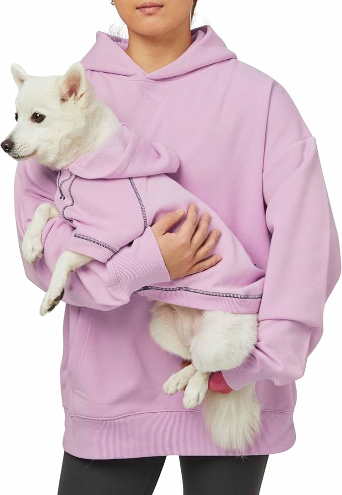 Blueberry Pet Essentials Soft & Comfy Better Basic Cotton Blend Dog Hoodie Sweatshirt in Pink Lilac, Back Length 20", Pack of 1 Jacket for Dogs