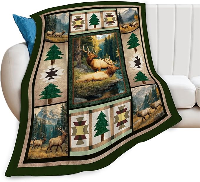 Deer Throw Blanket Deer Elk Stuff Gifts for Kids Girls Boys Adults Women Men Soft Cozy Warm Plush Fluffy Fuzzy Fleece Blanket Decor 60''X80''