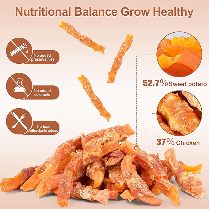 Soft Dog Treats Chicken Sweet Potato Sticks Puppy Easy to Digest Training Snacks Chicken Wrapped Sweet Potato 1lb/454g
