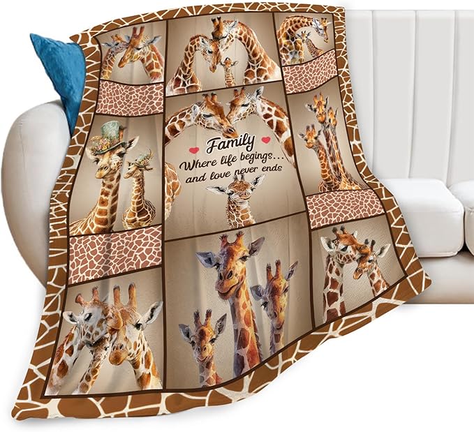 Giraffe Throw Blanket Giraffe Stuff Gifts for Kids Girls Boys Adults Women Men Soft Cozy Warm Plush Fluffy Fuzzy Fleece Blanket Decor 60''X80''