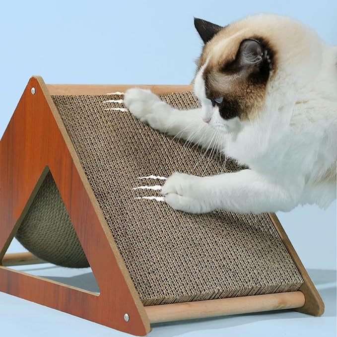 Rabbit Scratching Pad Bunny Toys - 2-in-1 Rabbit Scratch Rotating Ball & Cardboard Scratcher Bunnies Interactive Toy
