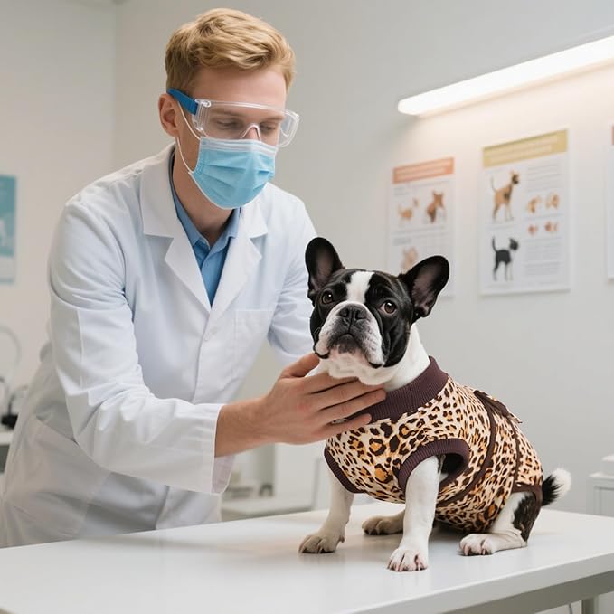 Kuoser Recovery Suit for Dogs, Comfy Dog Recovery Suit Female Doggie Onesie for Surgery, Post-Op Onesie for Female & Male Dogs, Soft Protective Wear, BrownLeopard XXL