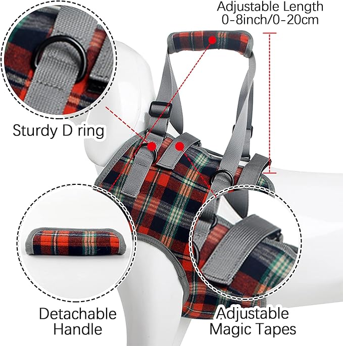 ROZKITCH Dog Lift Harness, Grid Pet Chest Support Aid Veterinarian Approved Sling for Old K9 Help With Poor Stability, Front Legs Disabled Joint Injury Elderly Arthritis ACL Rehabilitation Rehab