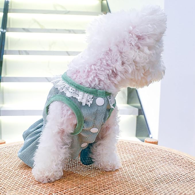 Dog Dresses for Small Dogs Girl Summer Puppy Cute Clothes Outfit Apparel Female Suspender Skirt Pup Yorkie Clothing Breathable Pet Dress for French Dogs Chihuahua