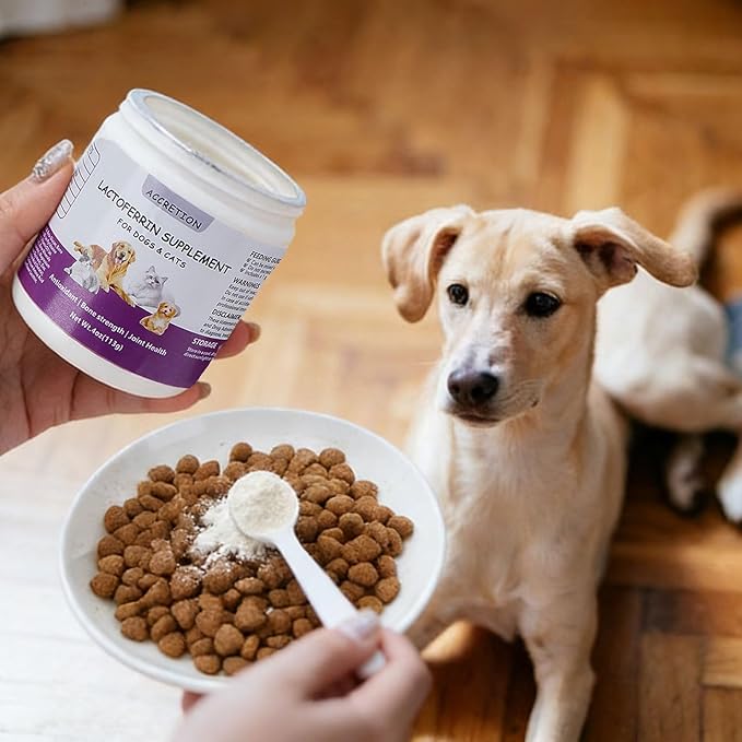Lactoferrin for Dogs & Cats, Chicken Flavor Powder, 4oz, Immune System Support, Bone & Joint Health, Digestive and Skin Support