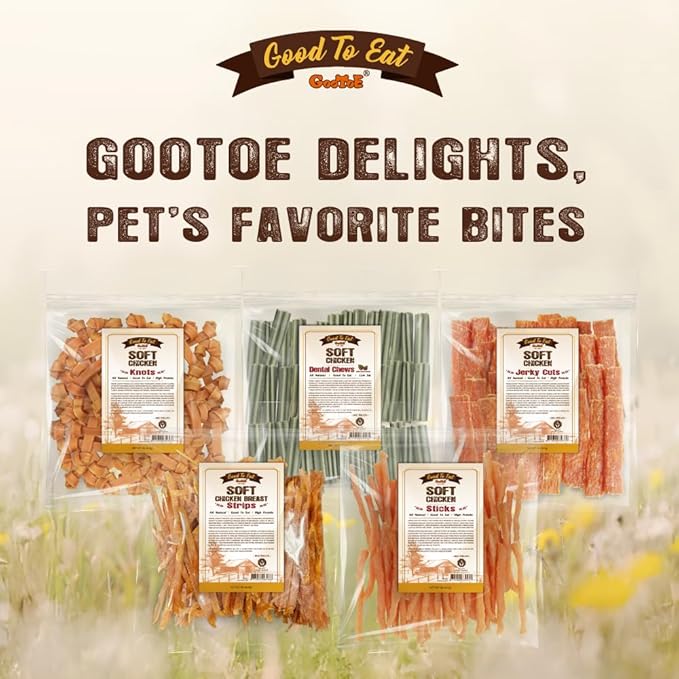 Gootoe Soft Dog Treats, Chicken Jerky - Dog Training Treats; High-Protein, Gluten-Free, Soft Jerky for Dogs, Hypoallergenic, Grain-Free, Sticks 1 lb (Pack of 3)