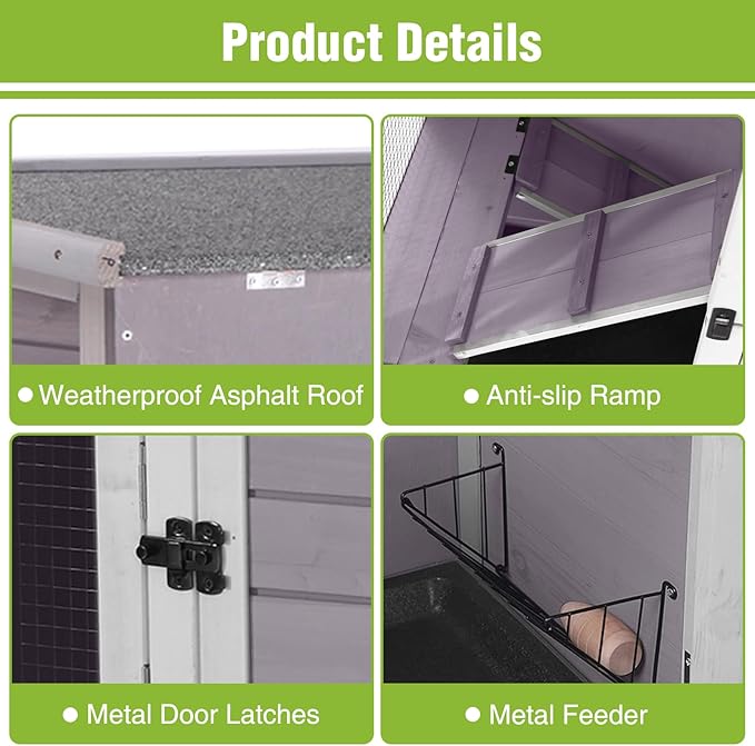 Rabbit Hutch Indoor & Outdoor, Mobile Bunny Hutch with Wheels, 47’’ Wooden Rabbit Cage with 2 Pull Out Trays and Ramp, Two-Story Design Guinea Pig Cages