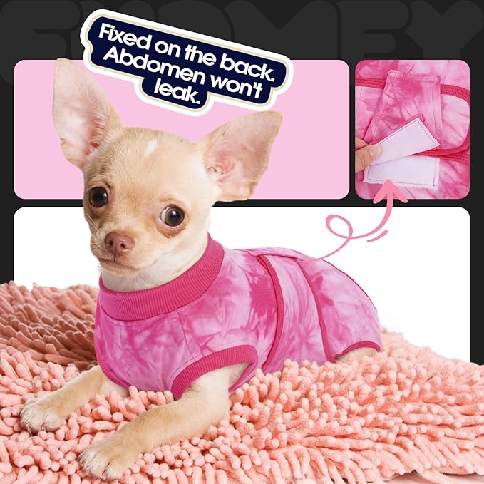 FUAMEY Surgery Recovery Suit for Large Dogs,Dog Surgery Suit Female Spay Male Dogs Neuter Recovery Shirt Dog Onesie Anti Licking Abdominal Wounds Pet Bodysuit Skin Conditions Rose Dye XXL