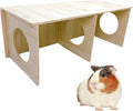 Hamiledyi Wooden Hamsters 2-Chamber Hideout-Tunnel Multi Chamber Exploring Toy Rat Exploring Tunnel Toy for Mice Guinea Pig Hedgehog Squirrel Sugar Glider