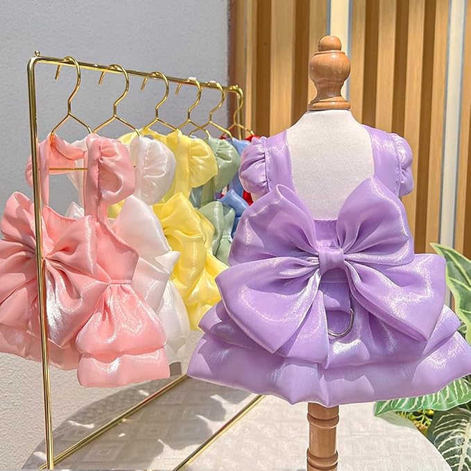 Dog Dress for Small Girl Dogs Cat Dresses for Cats Only Pink Pet Dresses with Bow Decor Cute Summer Girl Dog Skirts,Sleeveless Small Chihuahua Yorkie Clothes
