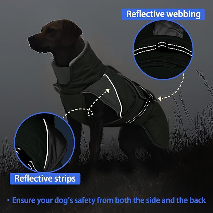 MIGOHI Cozy Small Dog Coat - Reflective Dog Coat for Small Dogs,Fleece Winter Coats Jacket for Dogs with Leash Hole,Snowproof Thick Puppy Clothes,Pomeranian,Chihuahua,XS,ArmyGreen