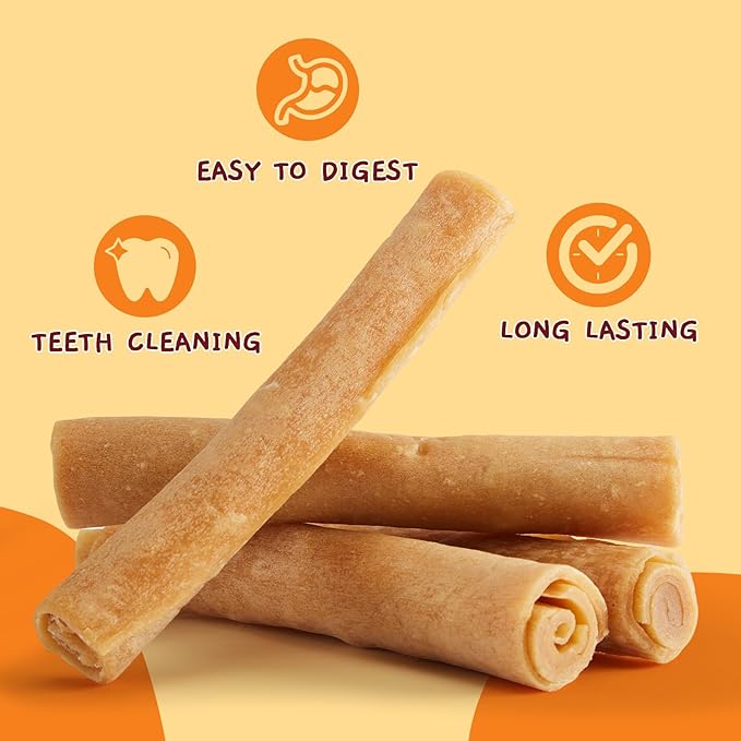 Jungle Calling 18.3 oz Collagen Rolls for Dogs, 7 Inch Long Lasting Dog Treats, Chicken Flavor Rawhide Alternative, Digestible Chew Bones for Medium and Large Dogs, 4 Count