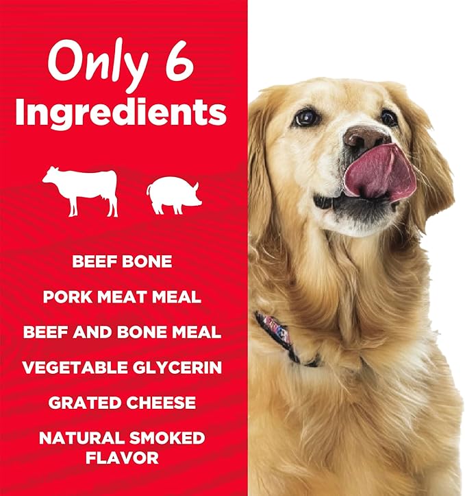 Country Kitchen Stuffed Shin Bone Bacon and Cheese Flavor Dog Treat, 100% Natural, Long Lasting, 1 Large Bone 5-6 inches