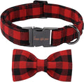 Unique style paws Cotton Dog Collar with Bow Puppy Collar with Black Red Plaid for Small Medium Large Boys Girls Dogs
