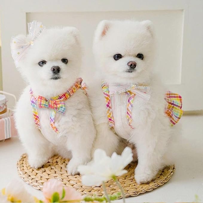 Colorful Rainbow Skirt Dog Dress Soft Breathable Outfits Pet Dress for Small Medium Girls Puppy Lightweight Pet Dresses