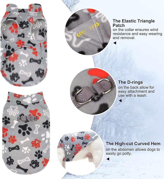 BEAUTYZOO XS Dog Sweaters, Soft Fleece Vest Pullover Dog Jacket with D-Ring Leash Attachment, Warm Winter Dog Clothes Cold Weather Doggy Chihuahua Sweater for Small Dogs Cats Boy or Girl, XSmall