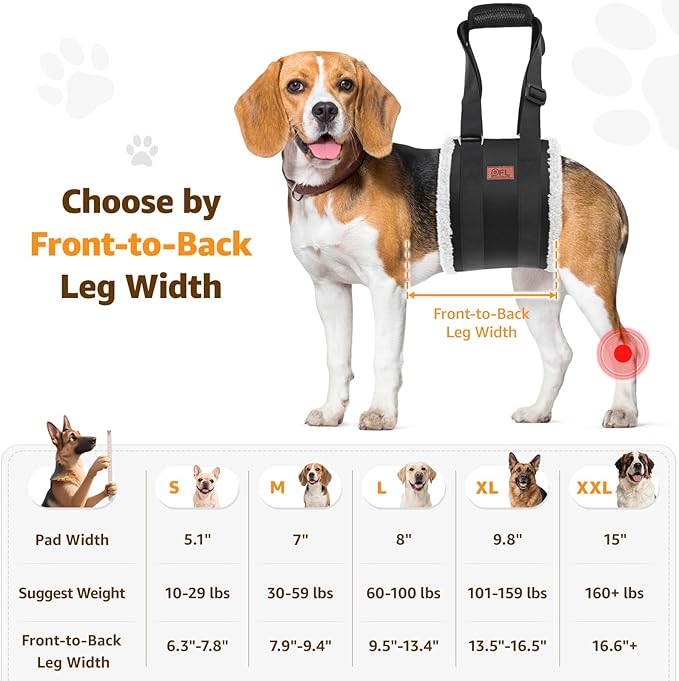 Adjustable Dog Lift Harness, Dog Sling for Large Dogs Hind Leg Support, Soft Lift Support Helps Senior, Injured, Disabled and After ACL Surgery Dogs-Black & Grey (Medium)