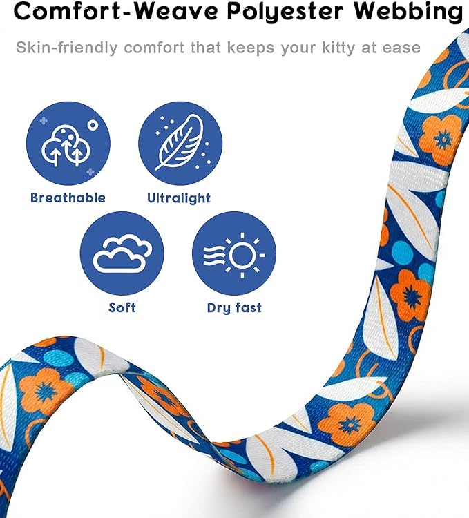 Halypet 2-Pack Cat Harness and Leash Set, Escape Proof 3-in-1 Adjustable Harness for Cats, Soft Lightweight, Easy On & Control for Walking, Travel & Outdoor Use, Medium (Navy & Orange)