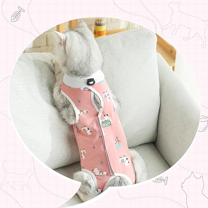 2 PCS Cat Recovery Suit for Spay Abdominal Wounds Cat Onesie for Cats After Surgery Recovery Suit Female Breathable E-Collar Alternative Kitten Onesie Anti Licking Small