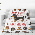SweetFox Just A Girl Who Loves Dachshunds Blanket, Dachshund Dog Decor Throw Blanket Gifts for Girls Boys Lover Super Warm Soft Plush Fleece Flannel Bedding Blankets for Kids Adults Men Women 60"X50"