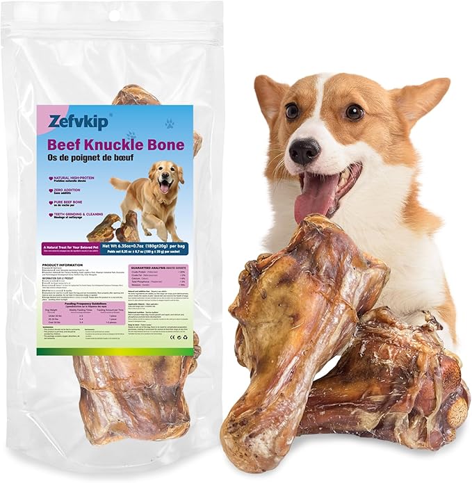All-Natural Beef Knuckle Bone for Dogs - Durable Chew Toy for Aggressive Chewers, Highly Digestible Adult Dog Treat Suitable for All Breeds