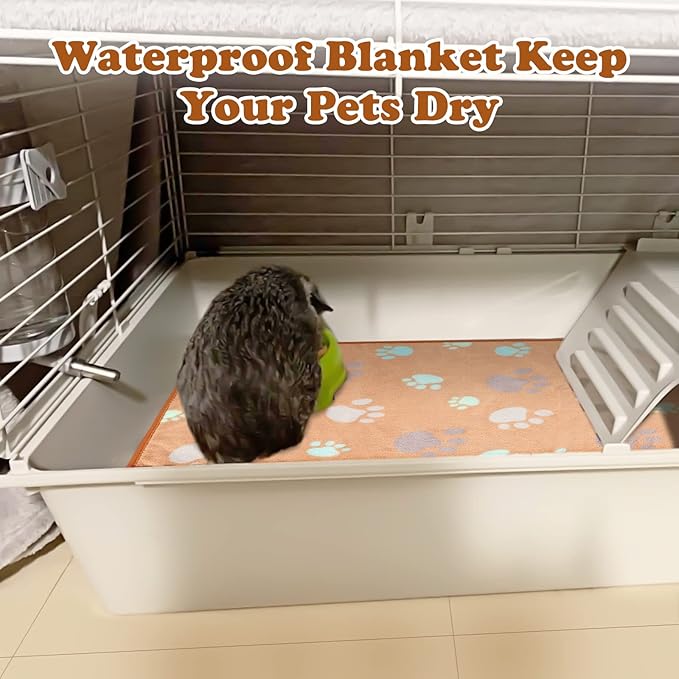 YUEPET Waterproof Guinea Pig Blankets Washable 3 Pack Small Animal Fleece Cage Liners Pet Soft Sleep Mat Pad Cover Warm Flannel Throw for Hamster Guinea Pig Rabbit Chinchilla Hedgehog Ferret 35"×24"