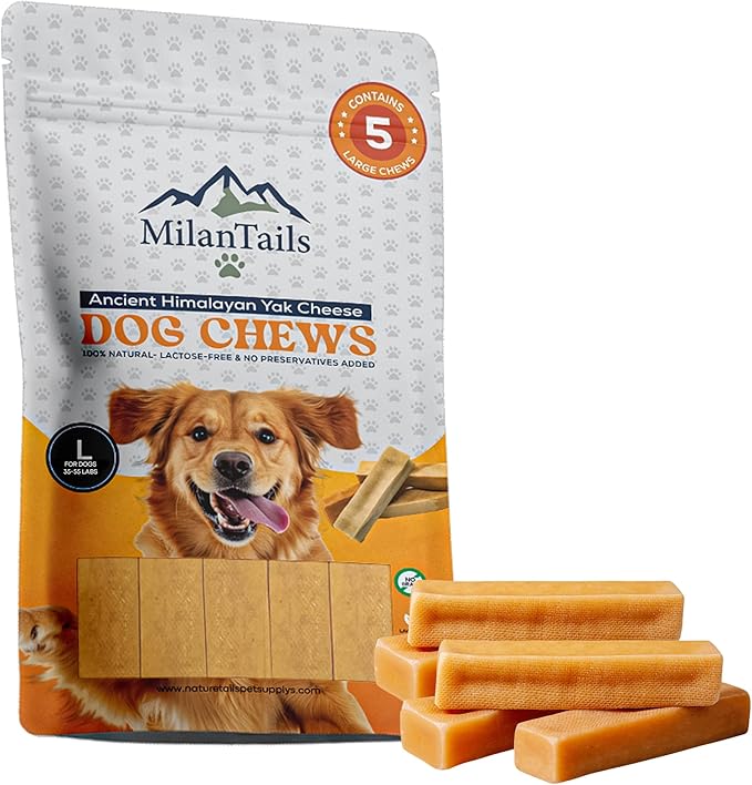Premium Gold Yak Cheese Himalayan Dog Chews, Dog Treats for Dogs, All Natural, High Protein, for Aggressive Chewers - 1 LB Bag (Large, 5 Pack)