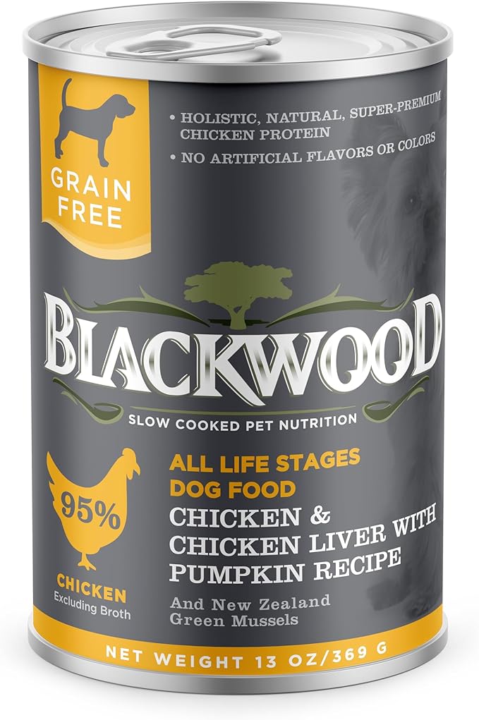 Blackwood Wet Dog Food, Chicken & Chicken Liver with Pumpkin, 13 Ounce Can (Pack of 12), Slow Cooked, Grain Free