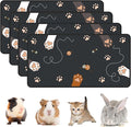 4-Pack Guinea Pig Cage Liner Washable, 24in x 47in Ultra-Absorbent Guinea Pig Bedding for Cage Non-Slip Leak-Proof Pee Pads for Dogs Rabbit Bunny Cat Litter Mat, Black