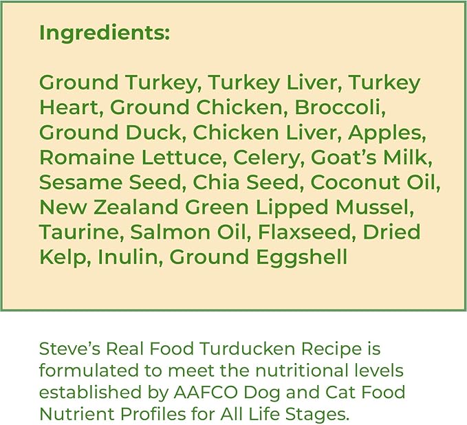 Steve's Real Food Freeze-Dried Raw Food Diet for Dogs and Cats, 2-Pack, Turducken Recipe (Turkey & Duck), 1.25 lbs in Each Bag, Made in The USA, Pour and Serve Nuggets, Vegetarian Fed & Free Range